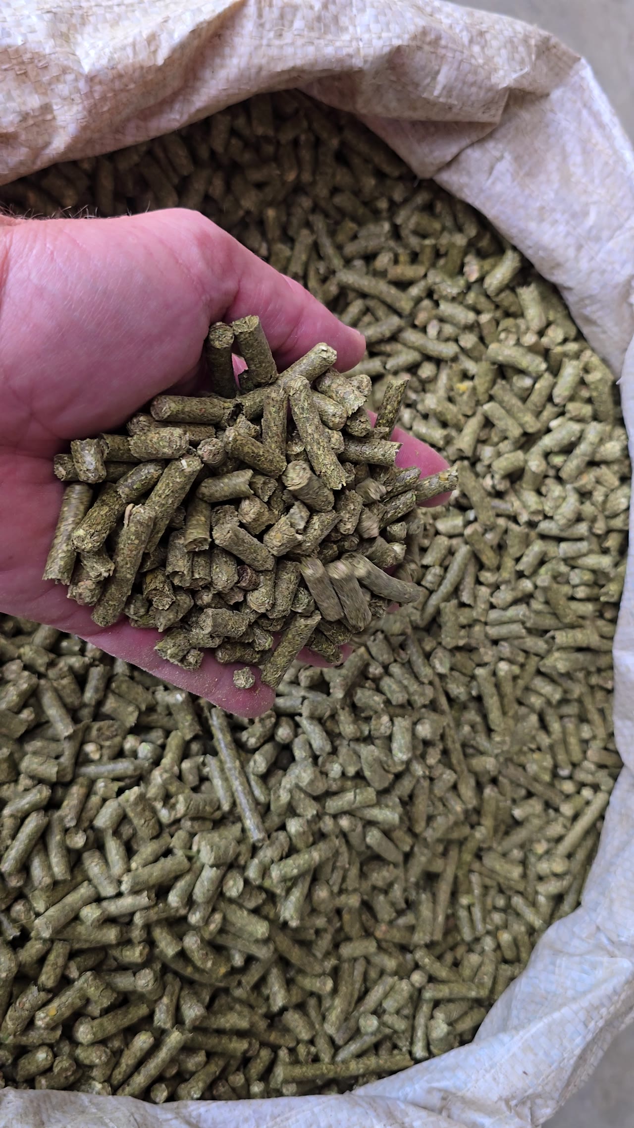 Good Hope Feeds pellets in an open bag
